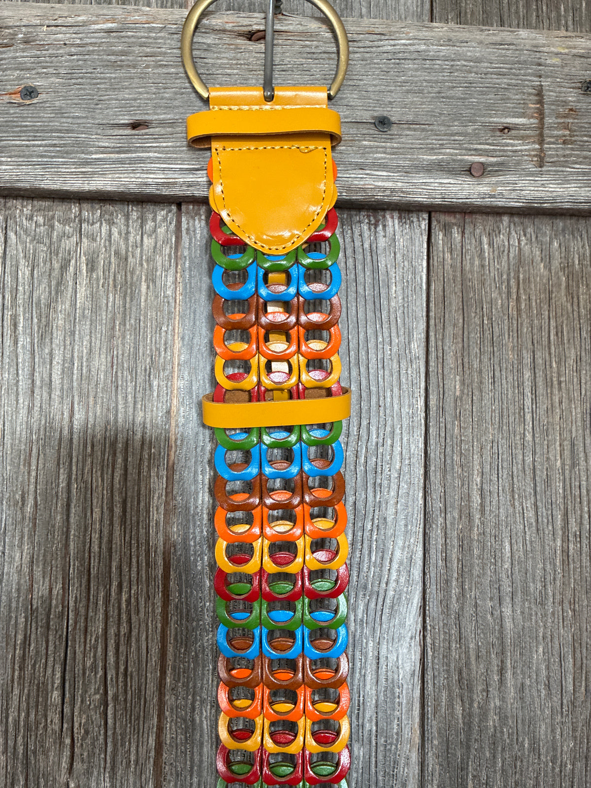 Multicolor Linked Ring Statement Belt — Hip or Waist (Med–XL)