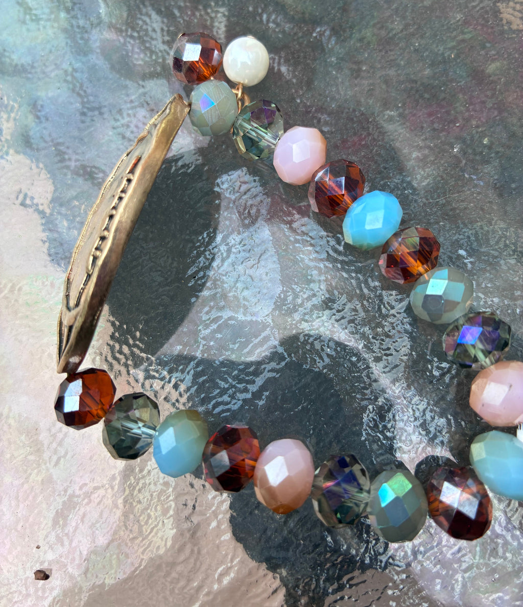 Gold Football Beaded Stretch Bracelet