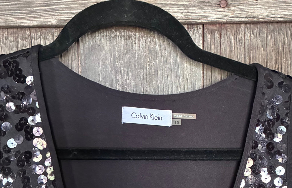 Calvin Klein Black Sequin Dress | Size 10