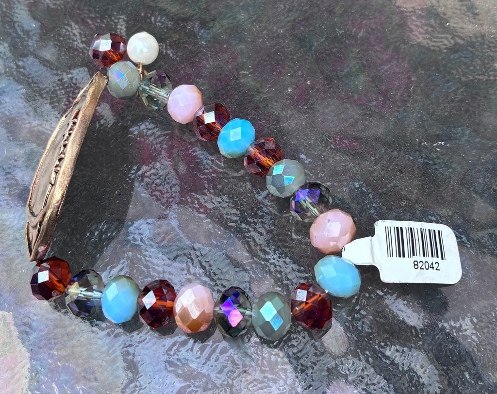 Gold Football Beaded Stretch Bracelet