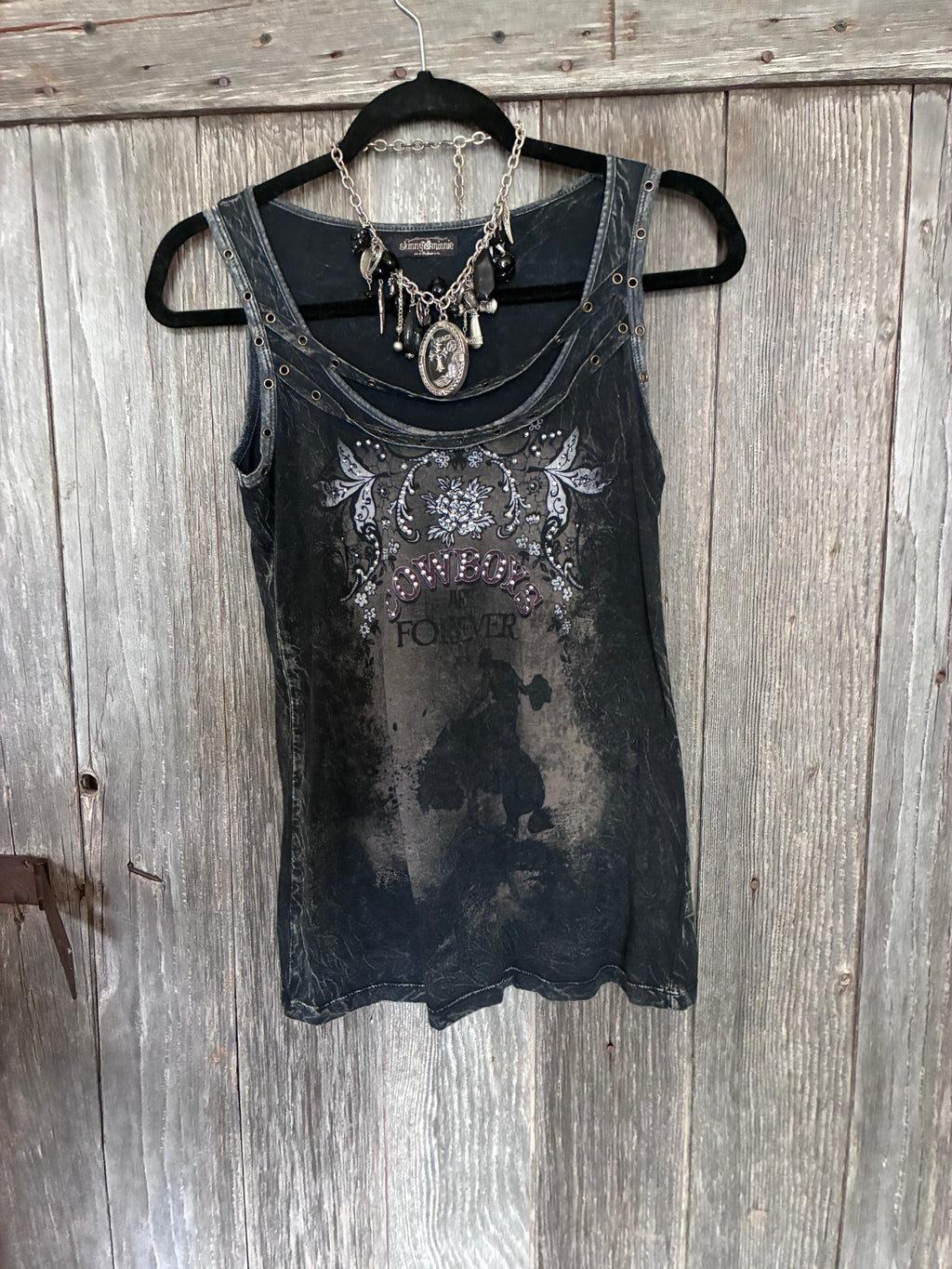 Skinny Minnie Cowboys Forever Mineral Wash Tank Top | Medium