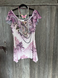 Dressbarn Boho Floral Ruffle Top | Large