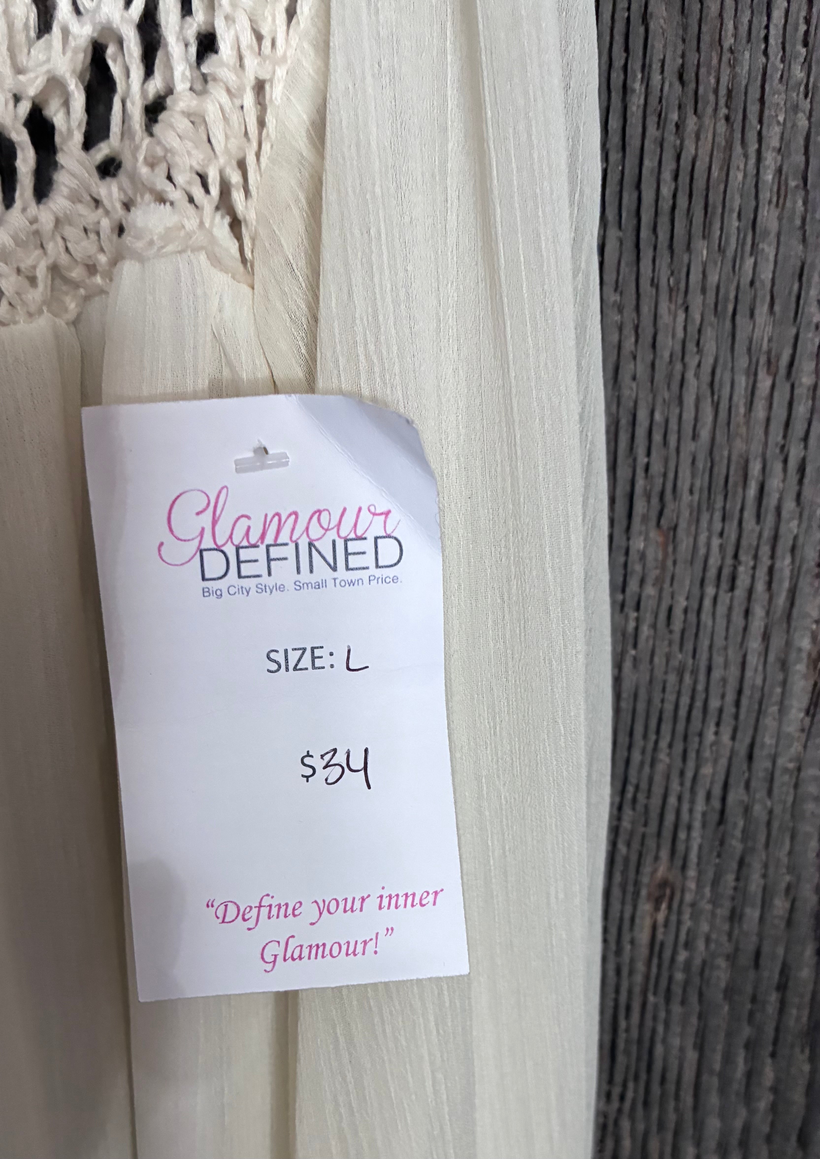 Glamour Defined Crochet Yoke Boho Top – L