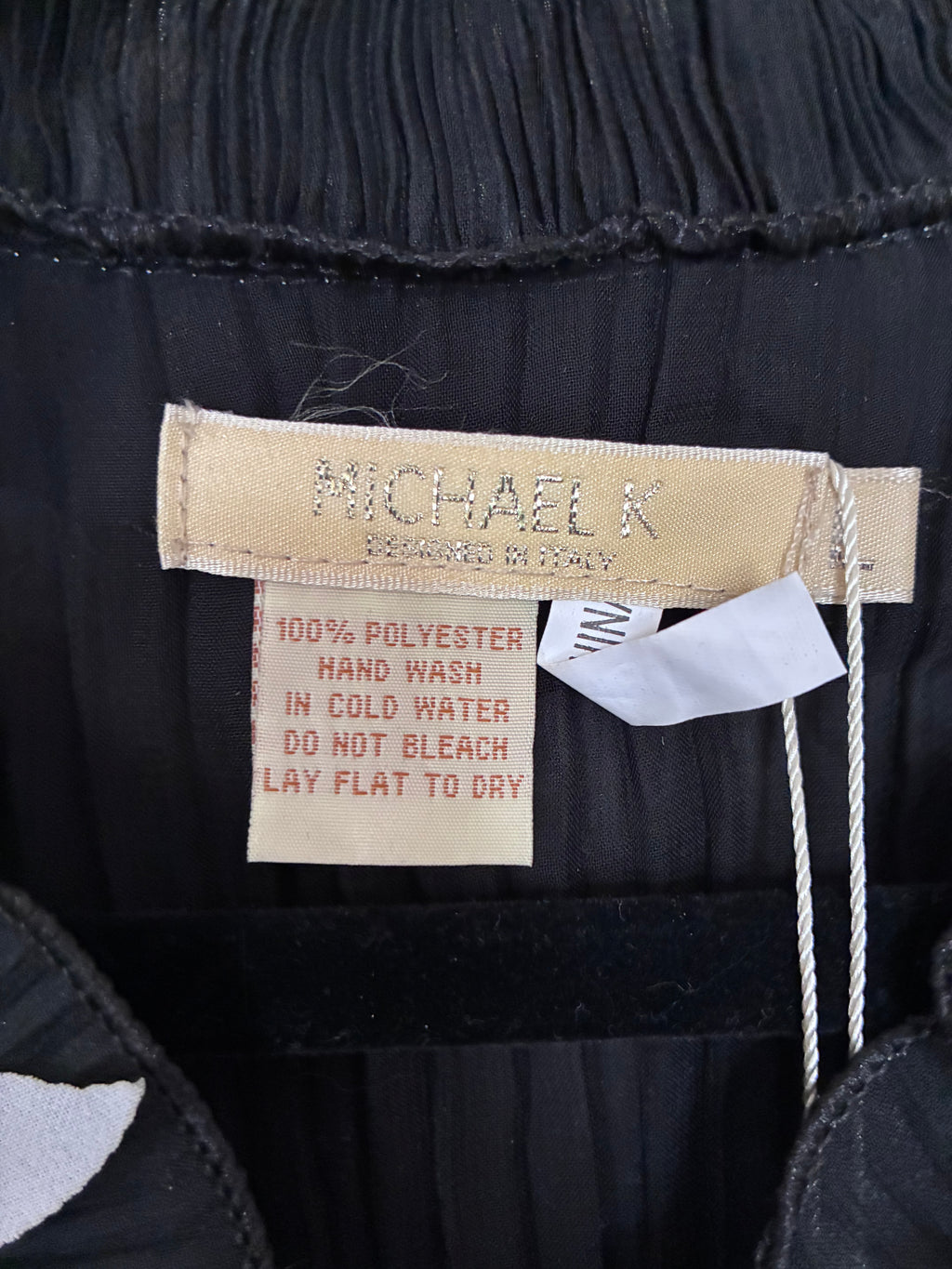Michael K Designed in Italy Black Petal Appliqué Ruffle Blouse NWT