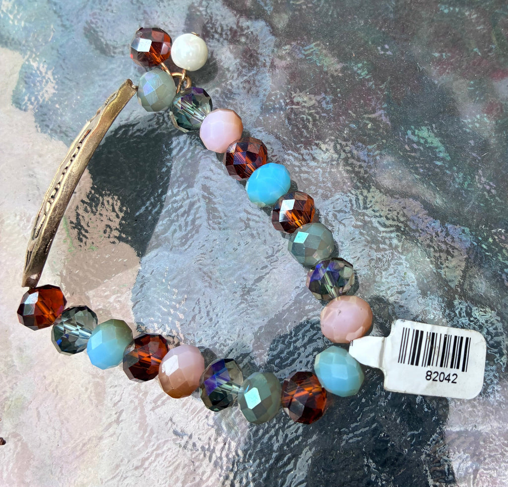 Gold Football Beaded Stretch Bracelet