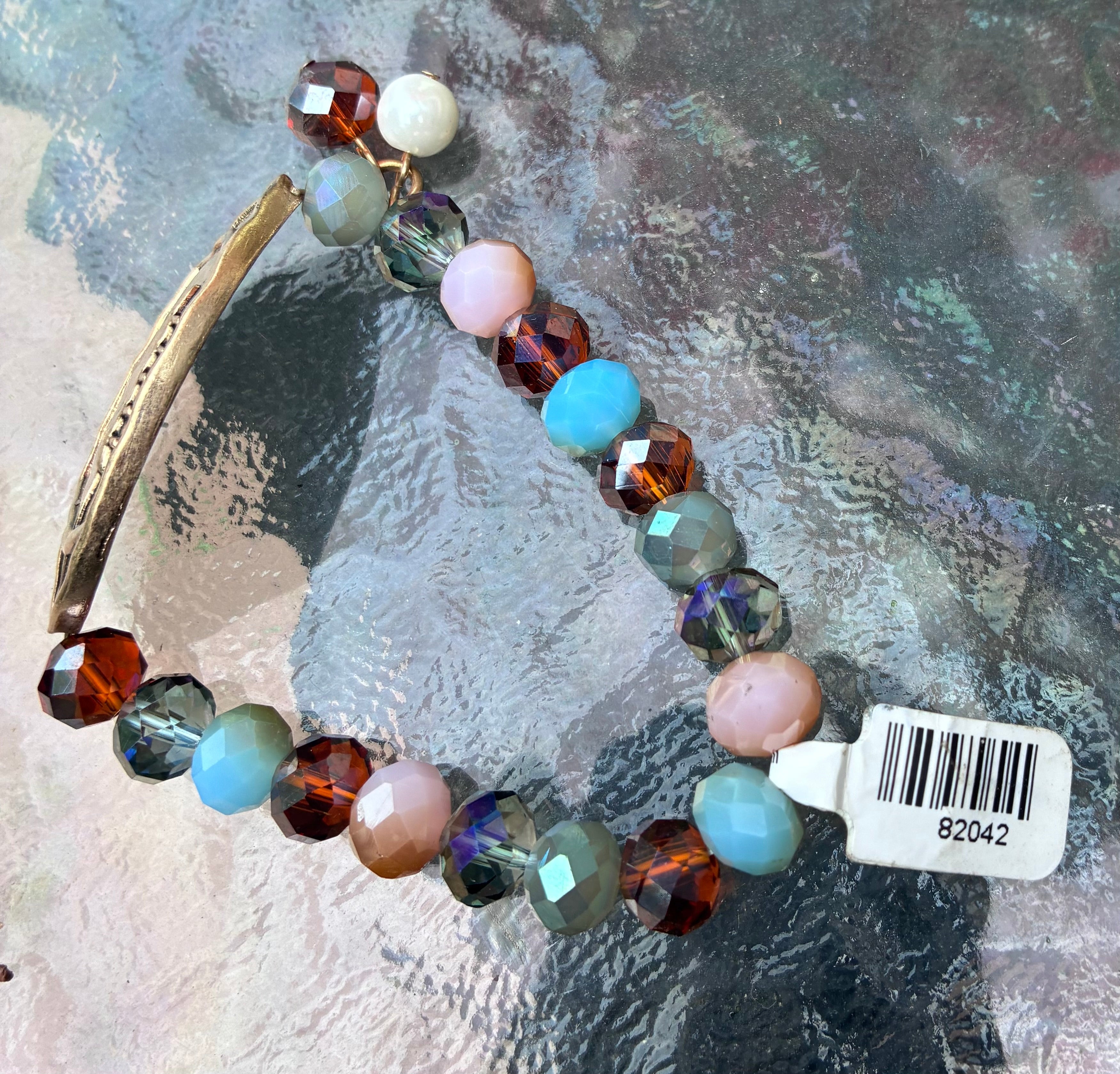 Gold Football Beaded Stretch Bracelet