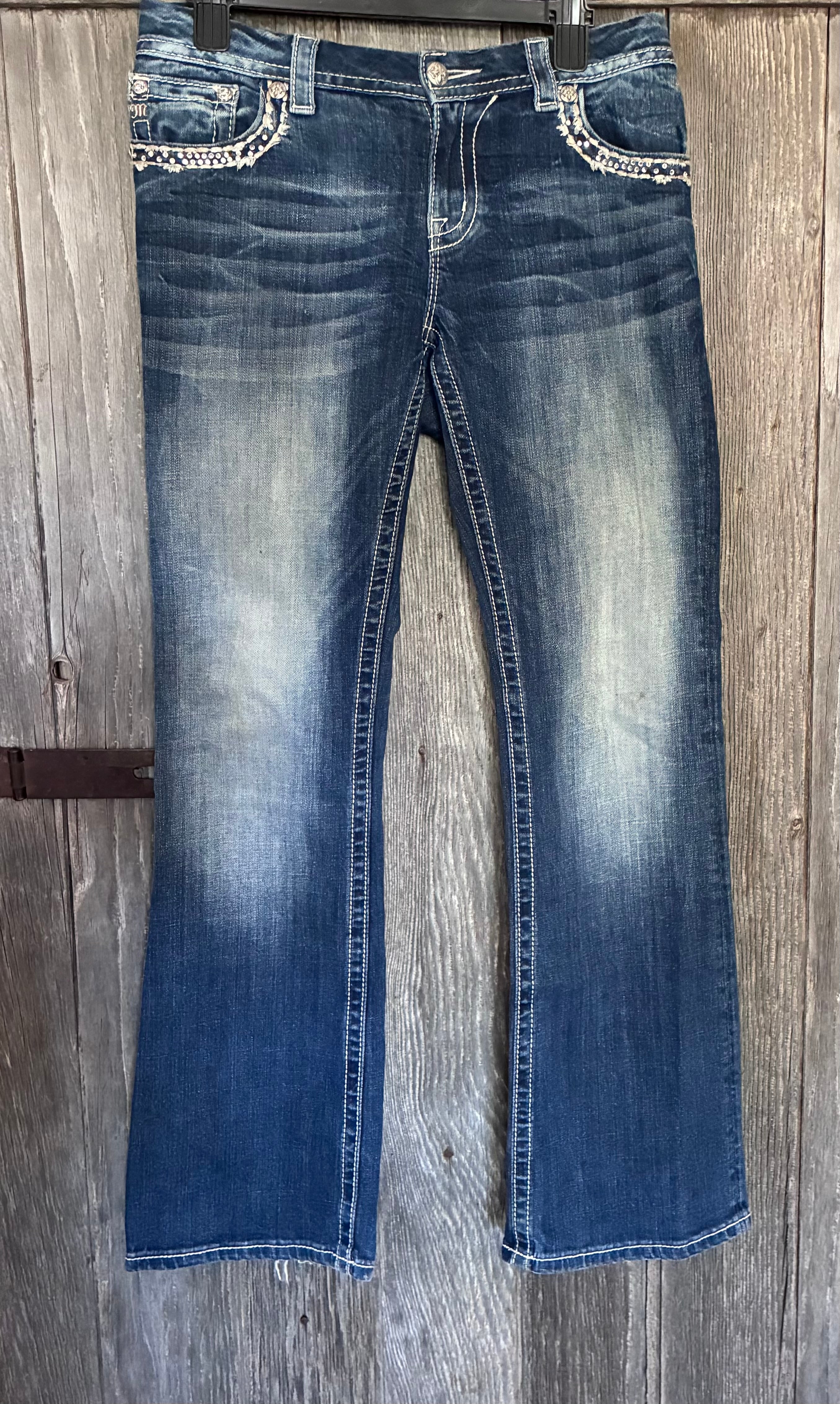 Miss Me Easy Boot Cut Jeans | Size 31x33 | Rhinestone & Studded Detail