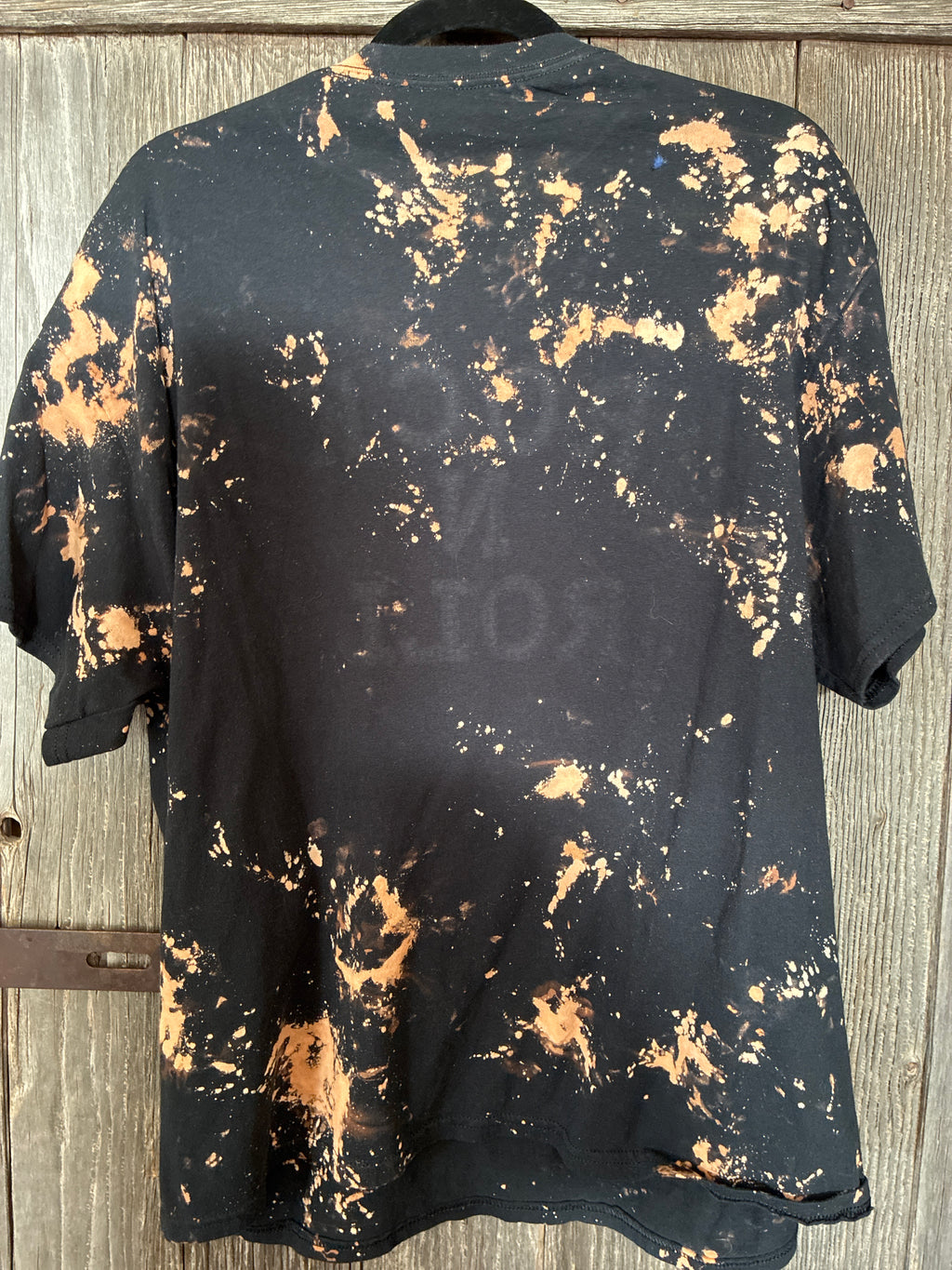 Rock N Roll Rhinestone Bleach Splatter Tee — Size XL