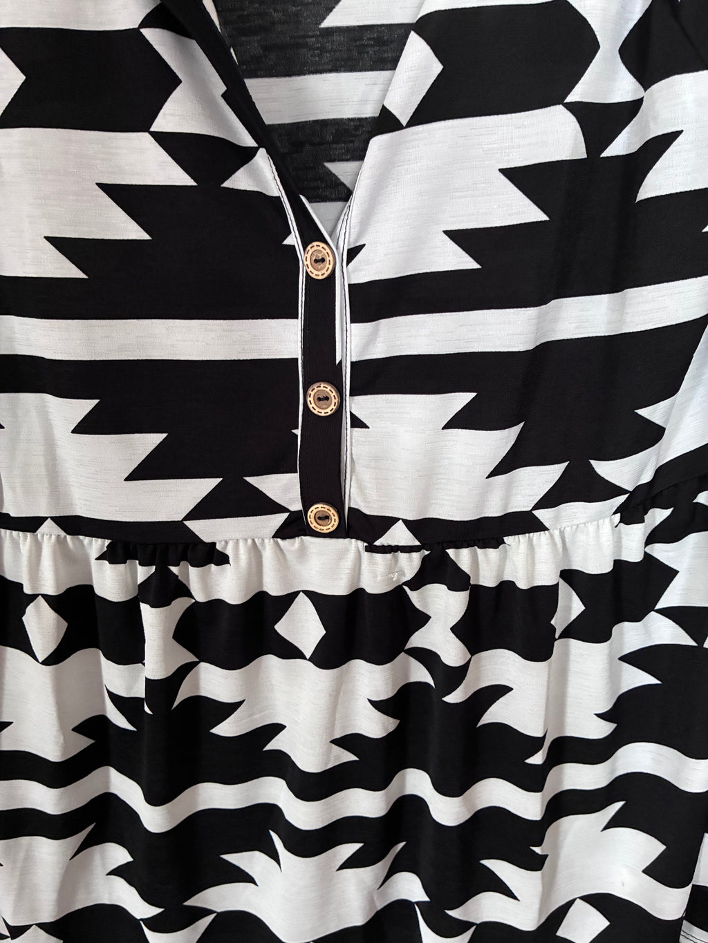 Heimish USA Black & White Aztec Peplum Top