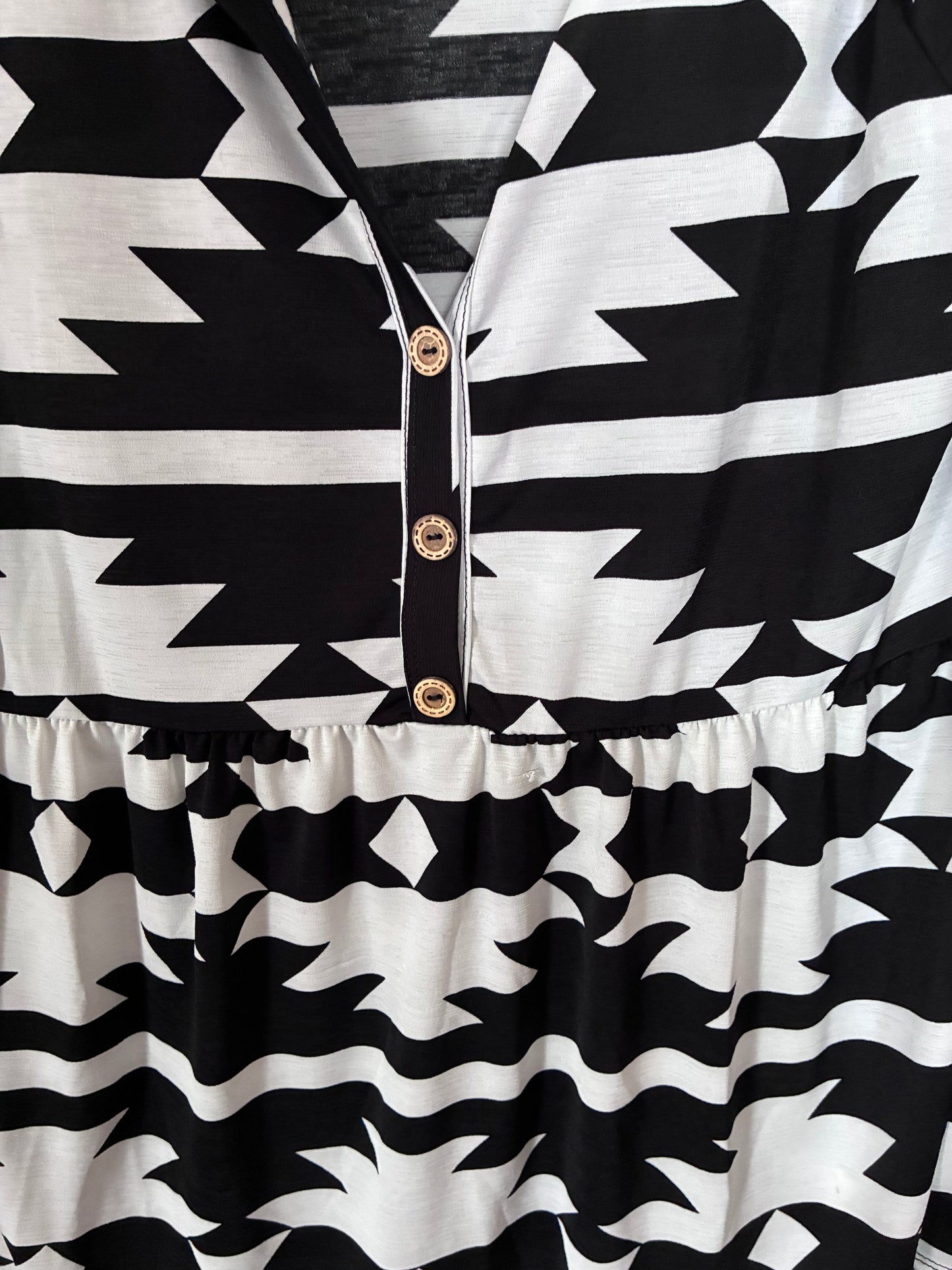 Heimish USA Black & White Aztec Peplum Top