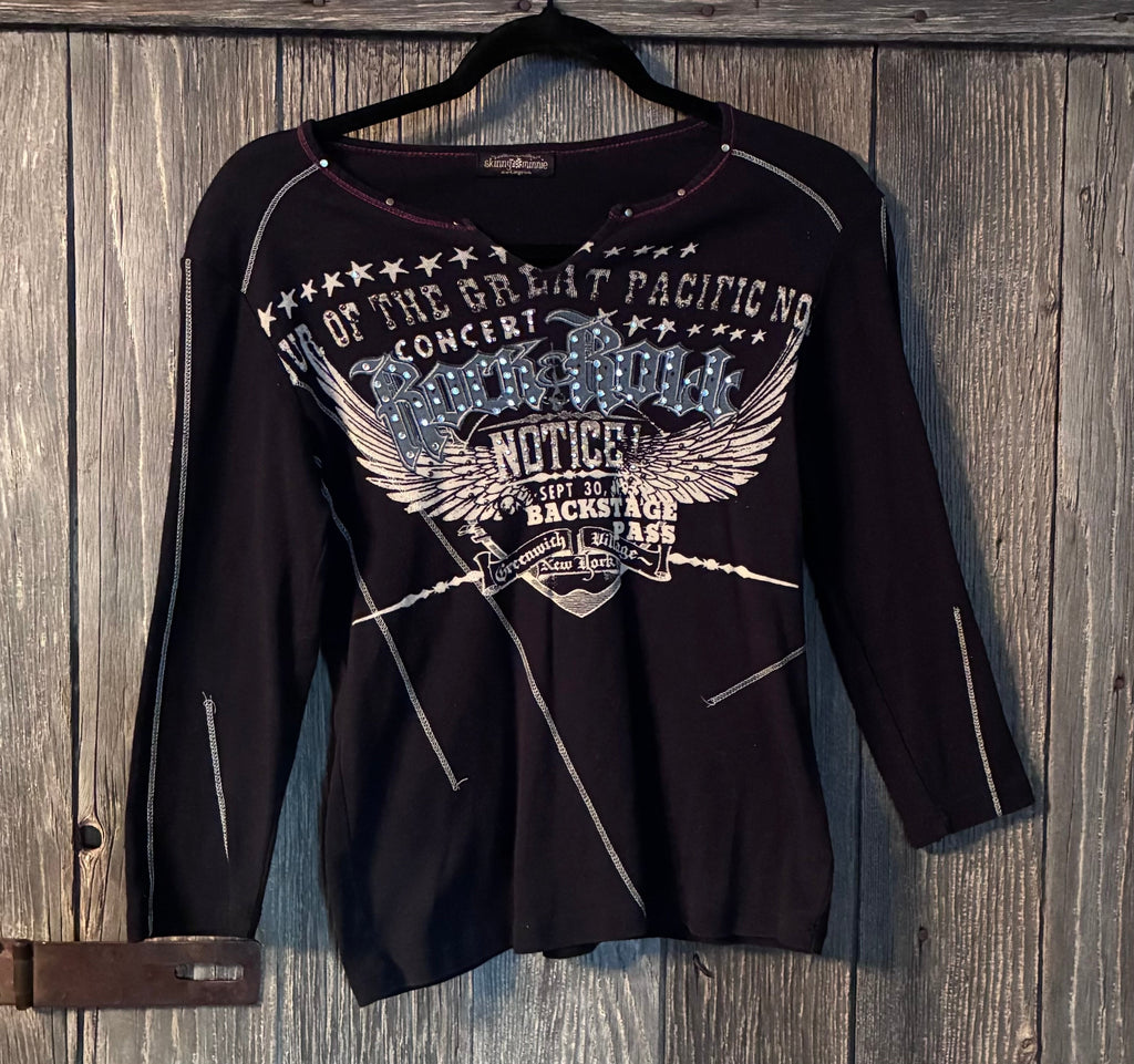 Skinny Minnie Rock & Roll Concert Graphic Top | Size Large