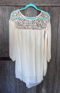 Glamour Defined Crochet Yoke Boho Top – L