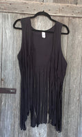 Liberty Wear Black Fringe Vest | Boho Western | L/