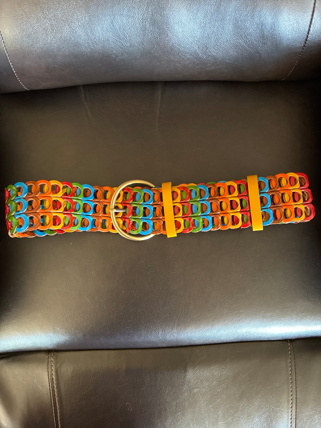 Multicolor Linked Ring Statement Belt — Hip or Waist (Med–XL)