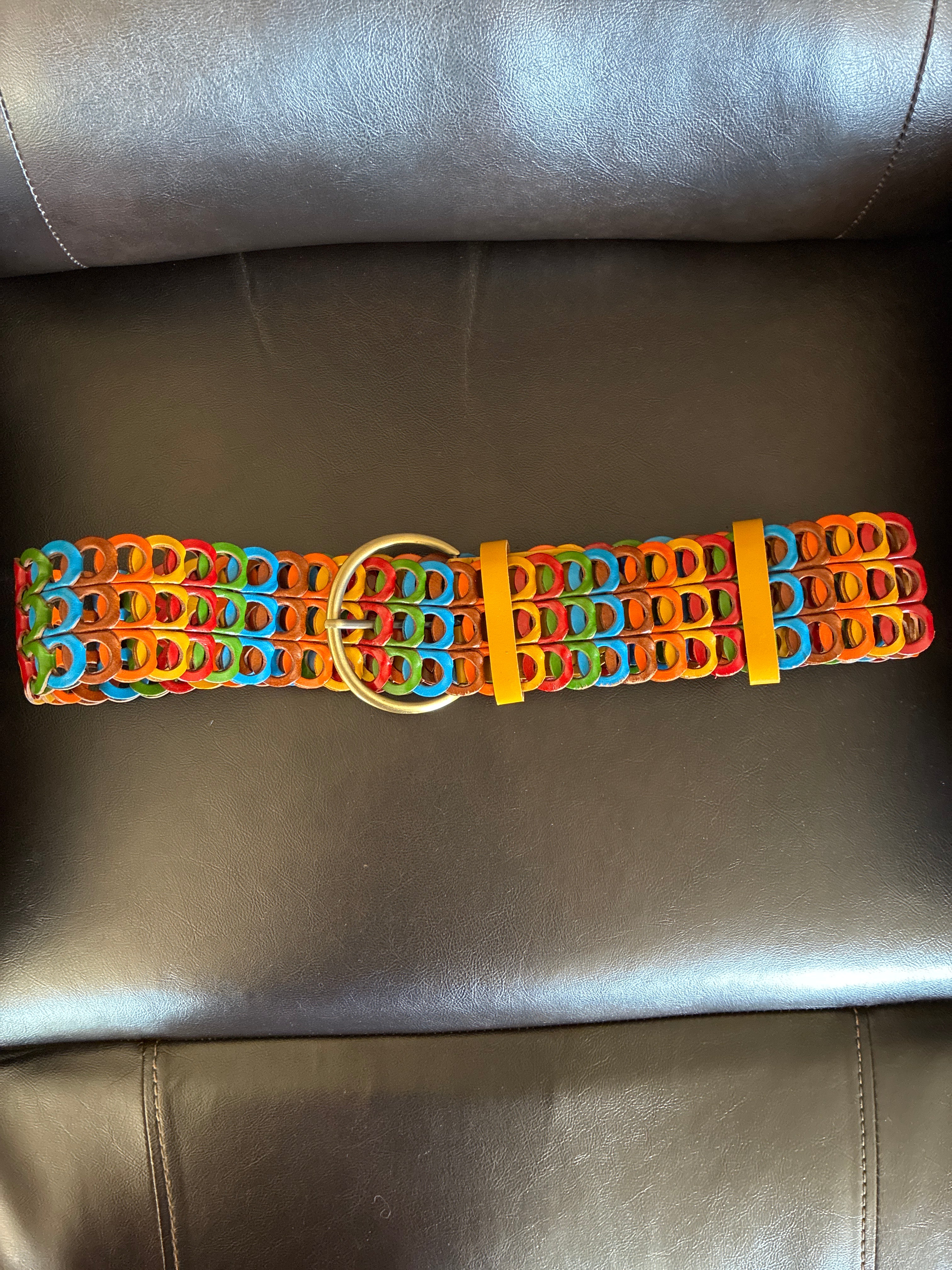 Multicolor Linked Ring Statement Belt — Hip or Waist (Med–XL)