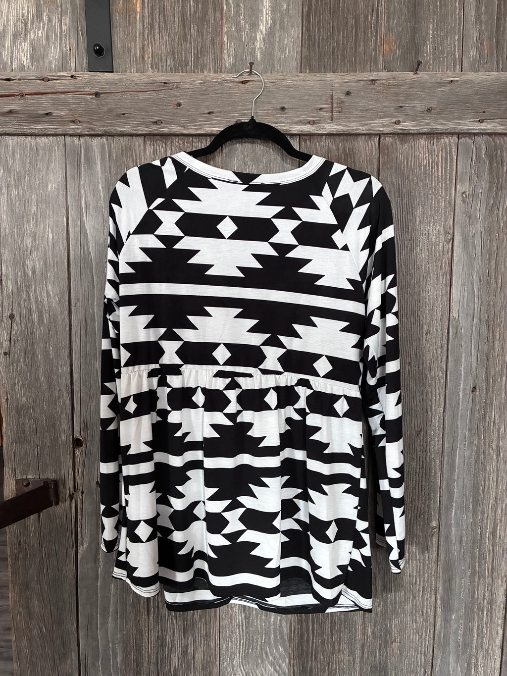 Heimish USA Black & White Aztec Peplum Top