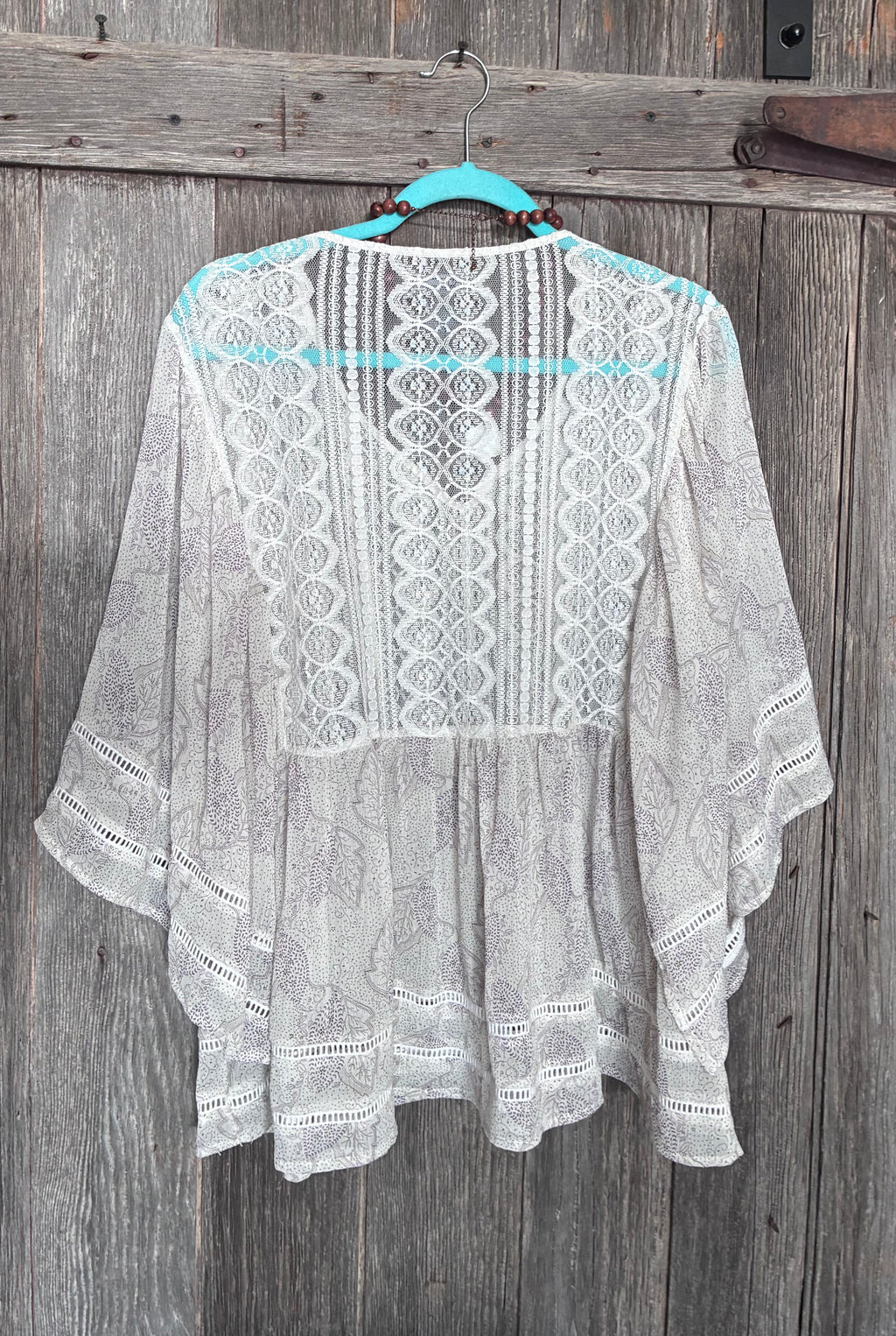 Shyanne White Lace Kimono Top-Size XL