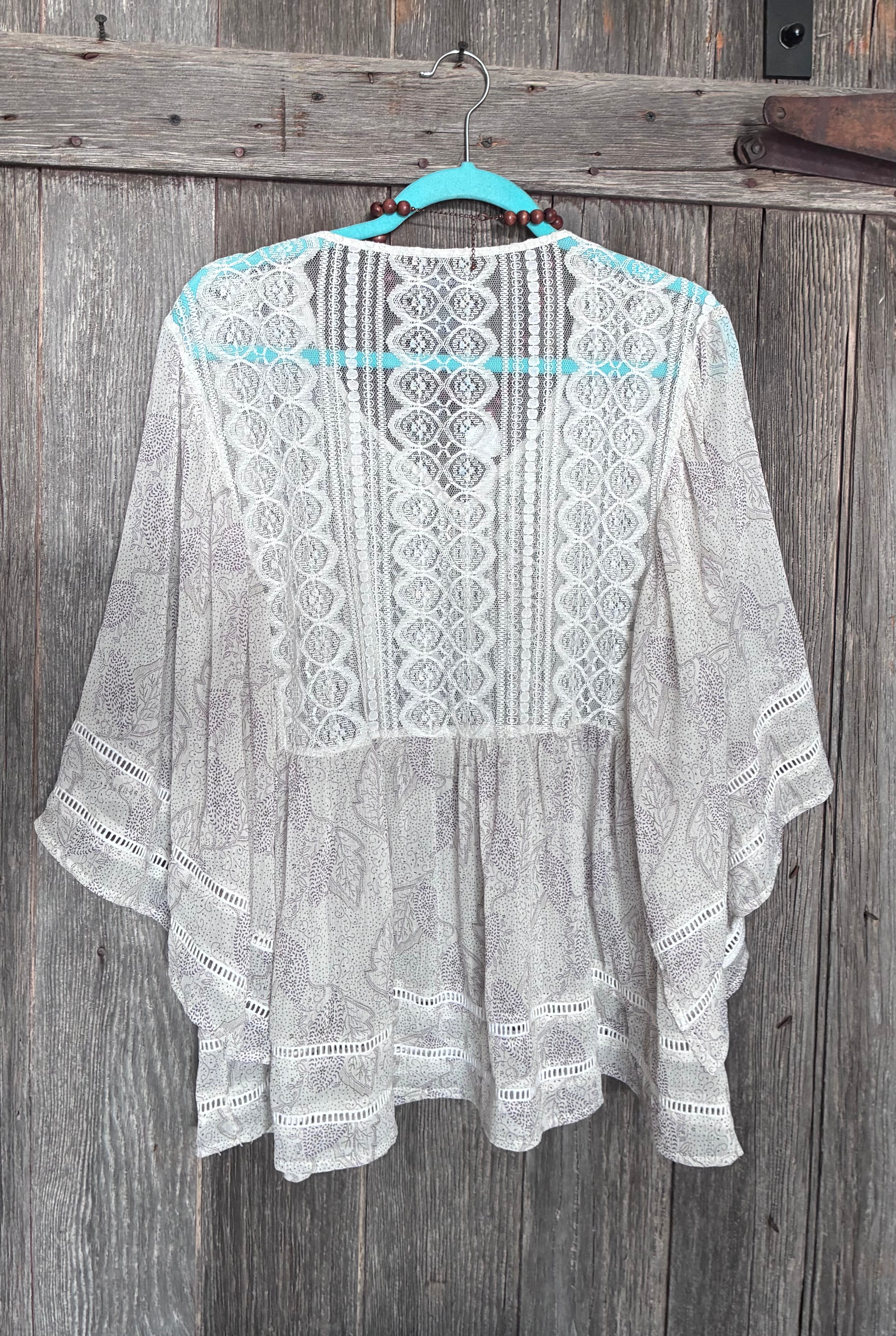Shyanne White Lace Kimono Top-Size XL