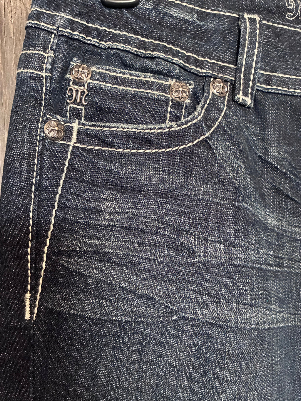 Miss Me Jeans boot cut size 32 Stonewood full front view