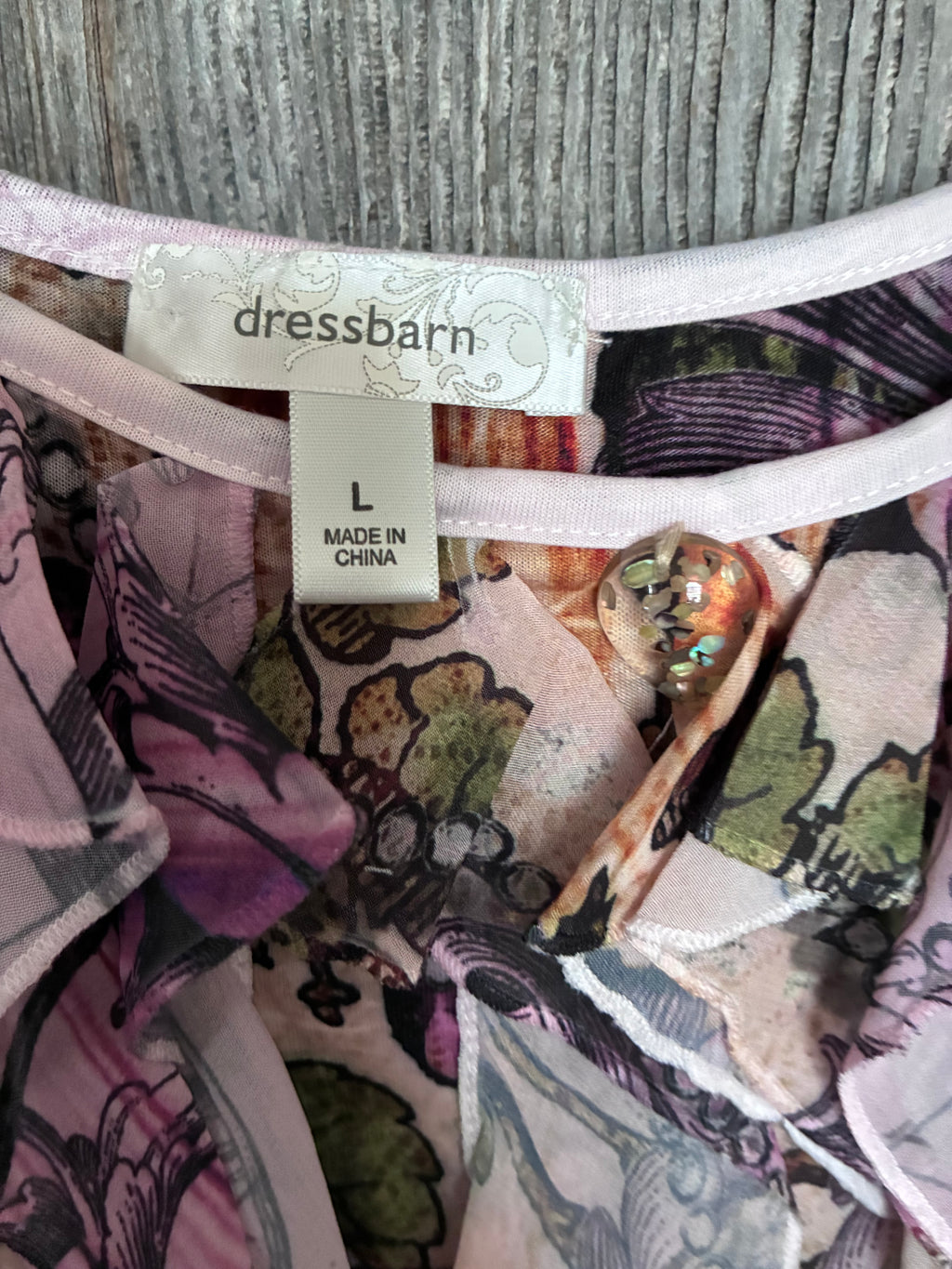 Dressbarn Boho Floral Ruffle Top | Large