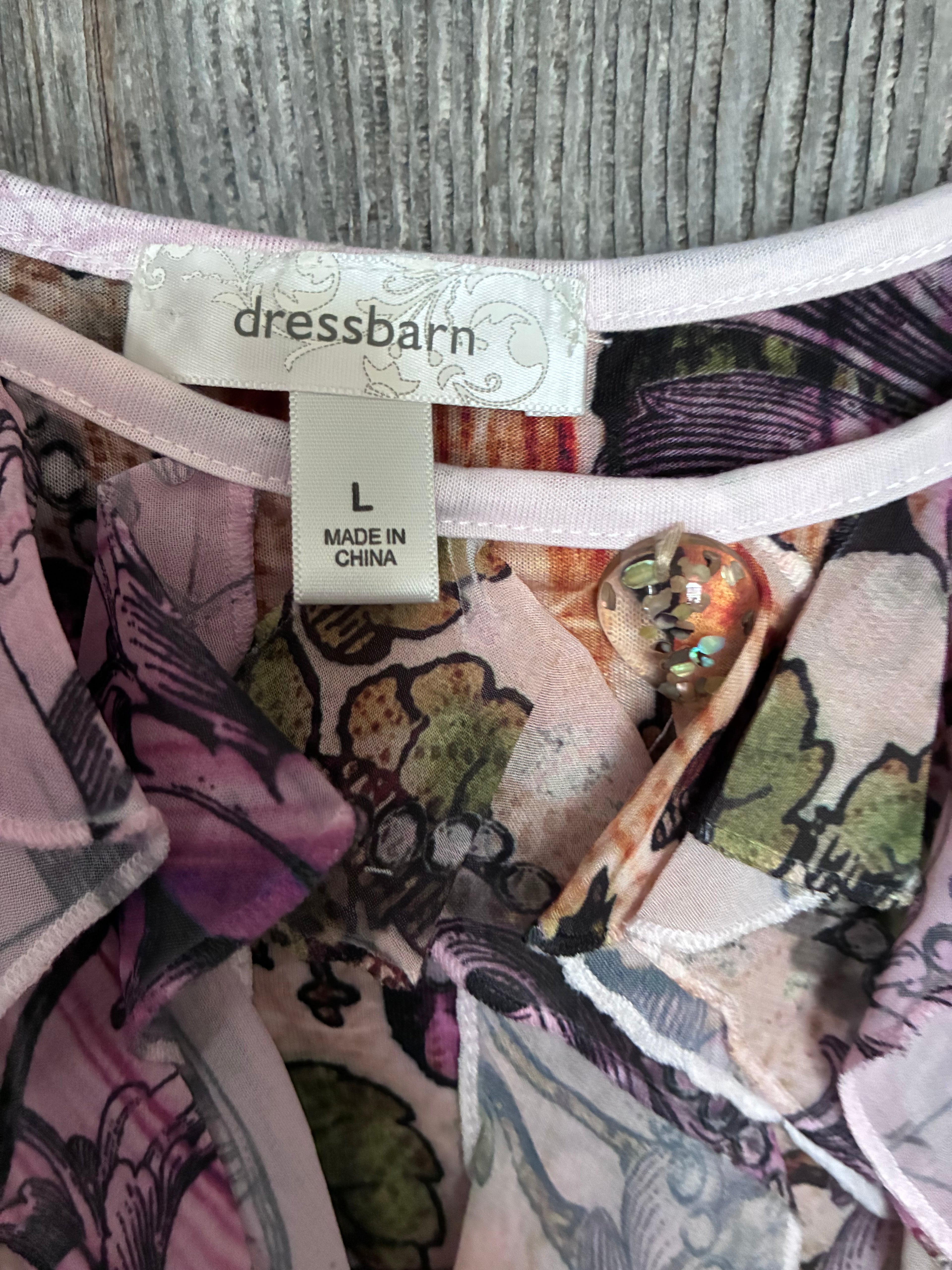 Dressbarn Boho Floral Ruffle Top | Large