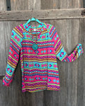 All For Color Aztec Boho Long Sleeve Top-Size L