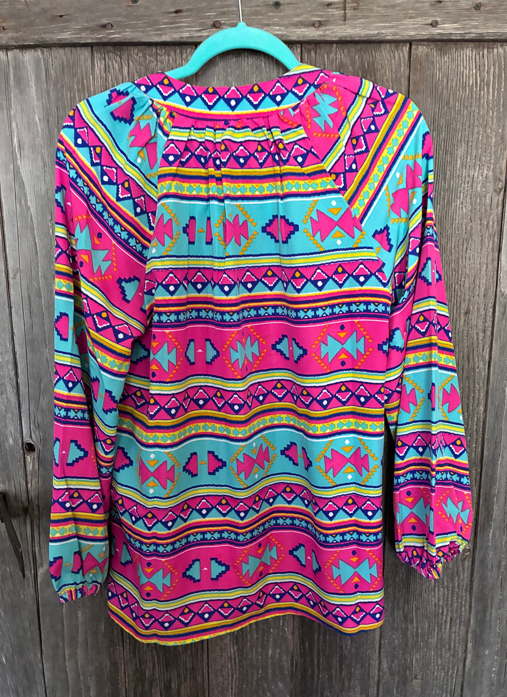All For Color Aztec Boho Long Sleeve Top-Size L