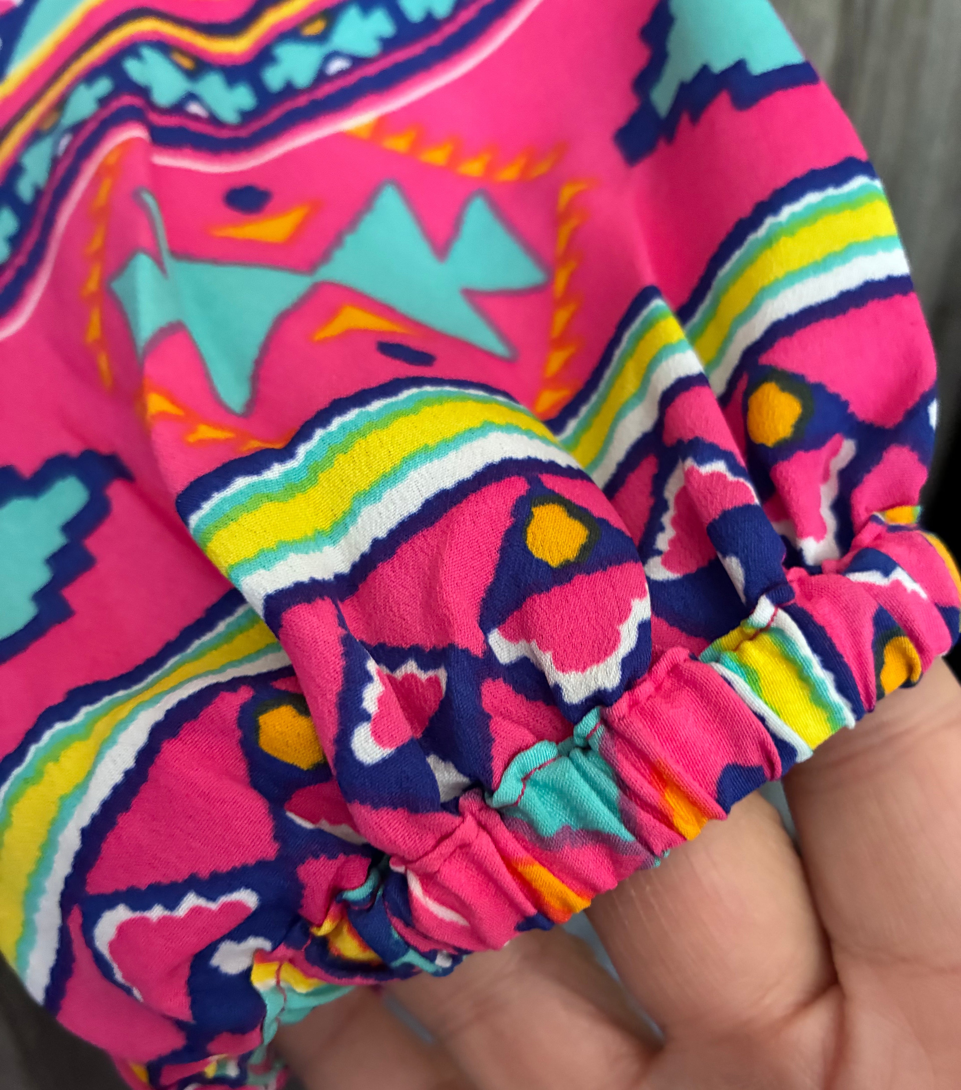 All For Color Aztec Boho Long Sleeve Top-Size L