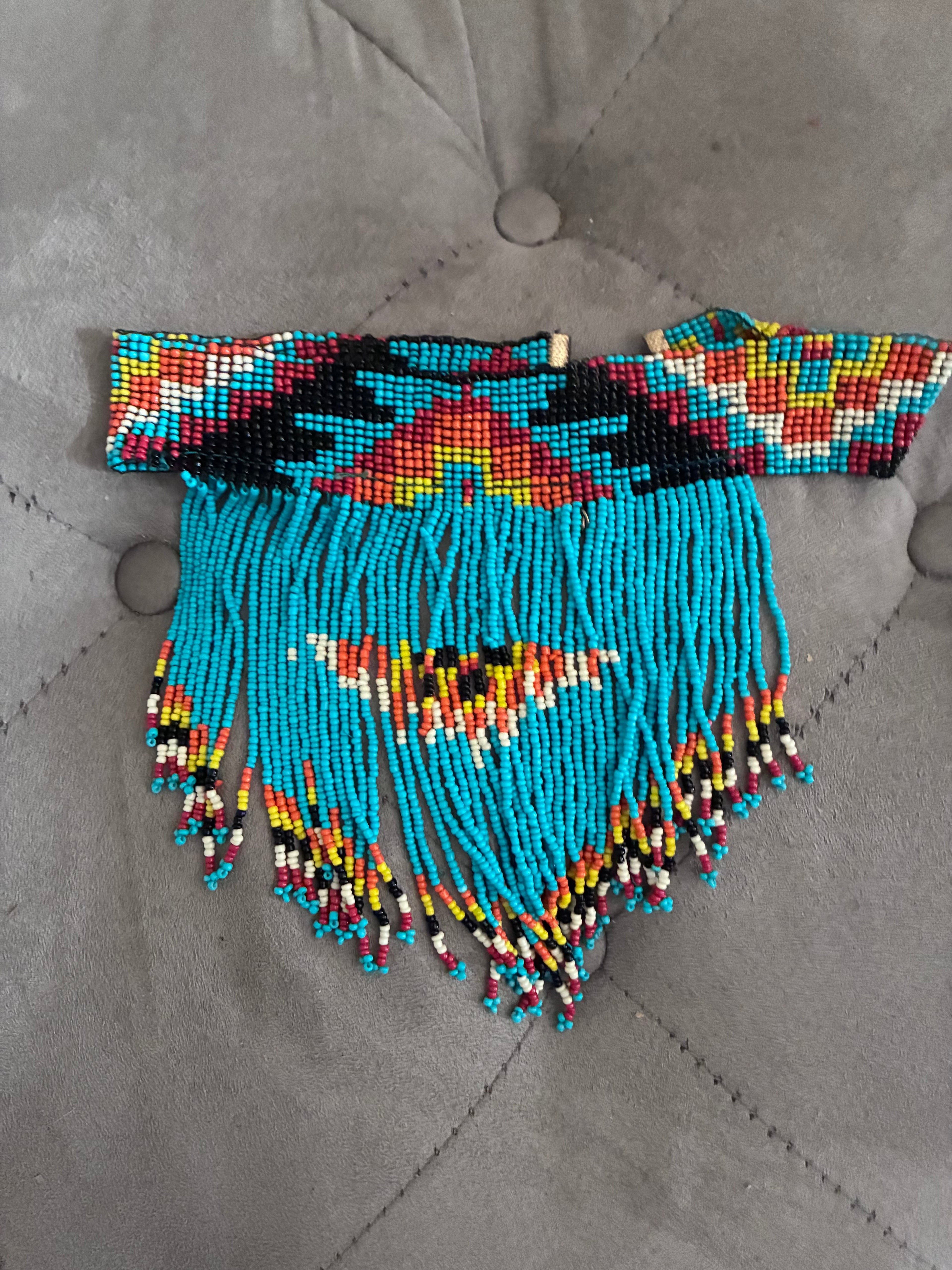 Turquoise Beaded Fringe Statement Necklace