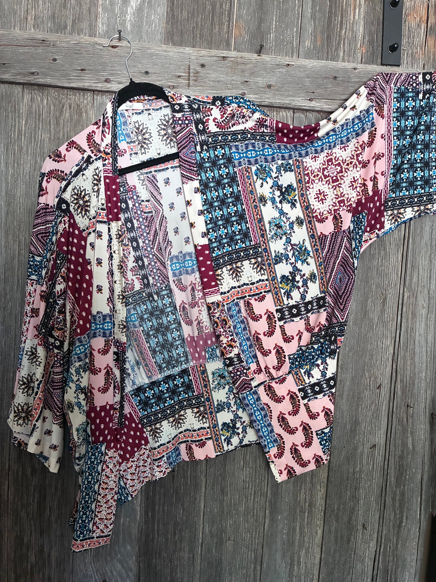 Easel Los Angeles Boho Patchwork Kimono Cardigan L