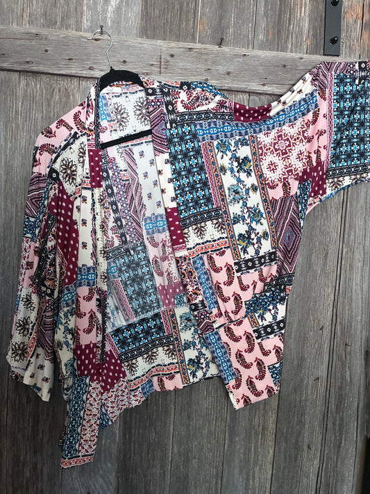 Easel Los Angeles Boho Patchwork Kimono Cardigan L