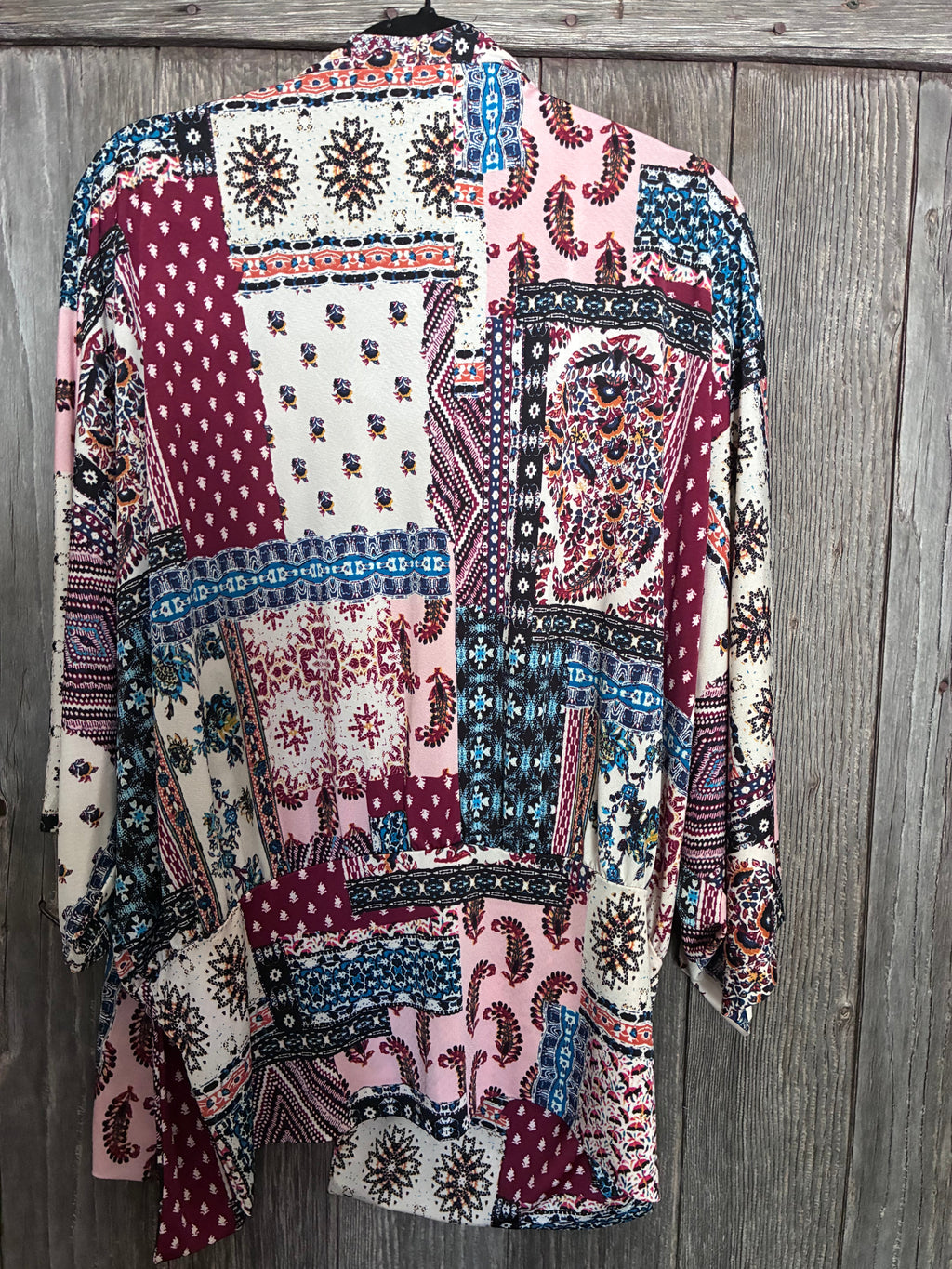 Easel Los Angeles Boho Patchwork Kimono Cardigan L