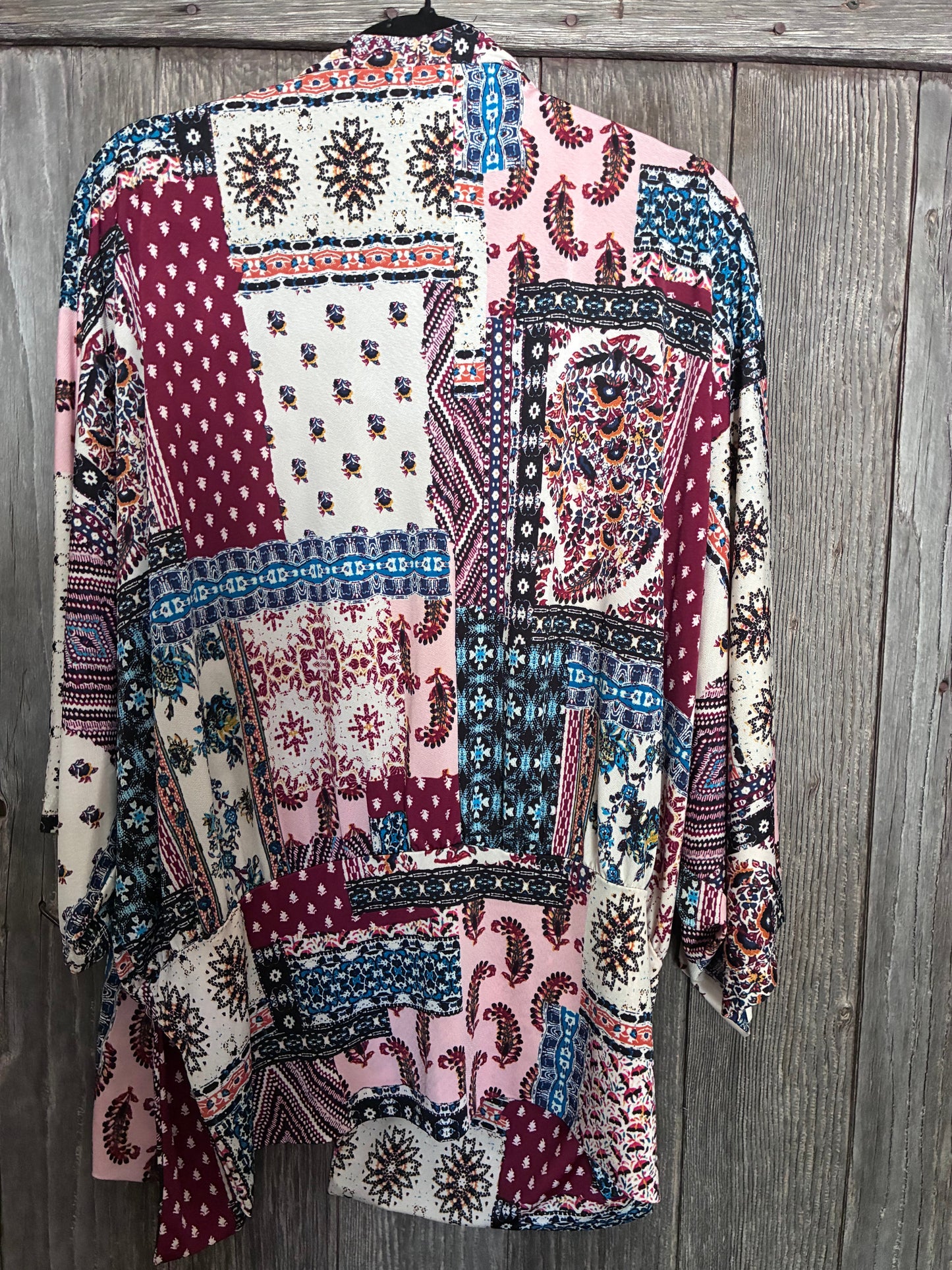 Easel Los Angeles Boho Patchwork Kimono Cardigan L