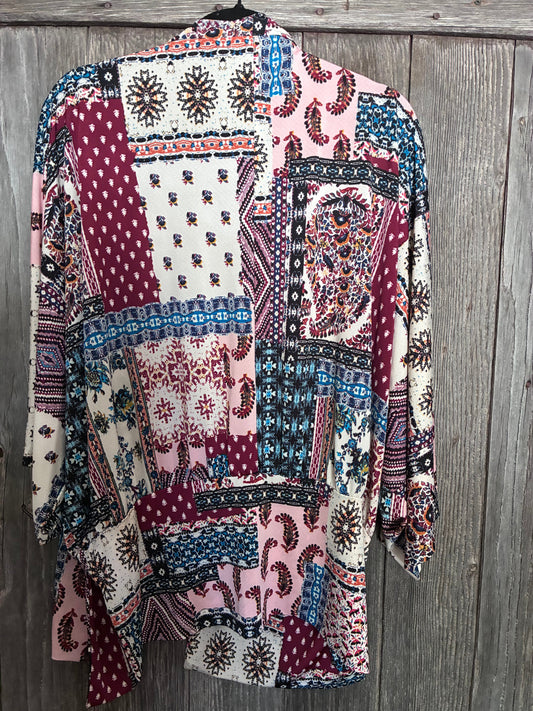 Easel Los Angeles Boho Patchwork Kimono Cardigan L