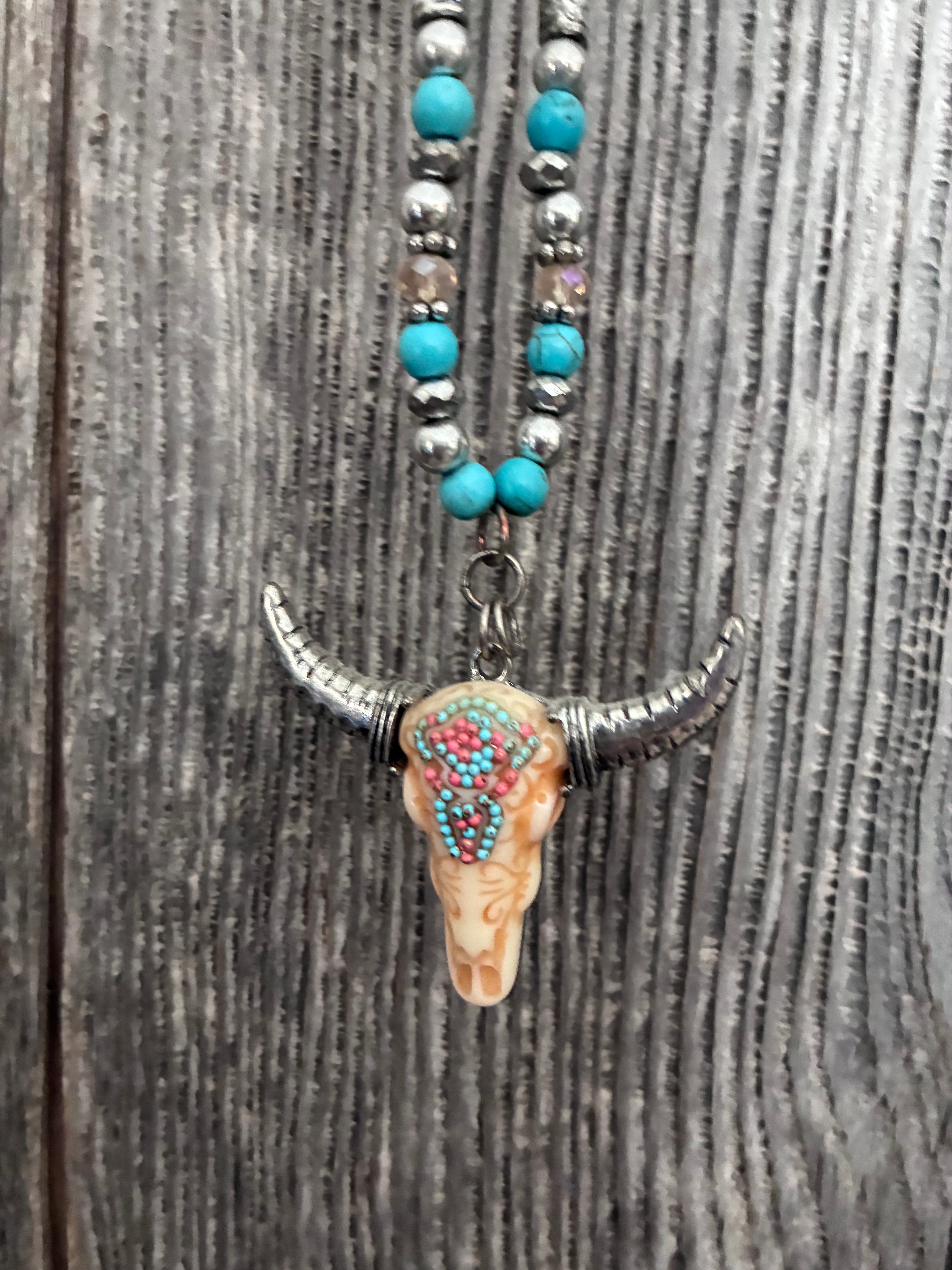 Neon Boho & Skull Necklace Set