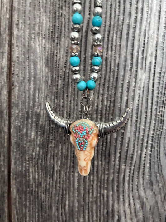 Neon Boho & Skull Necklace Set