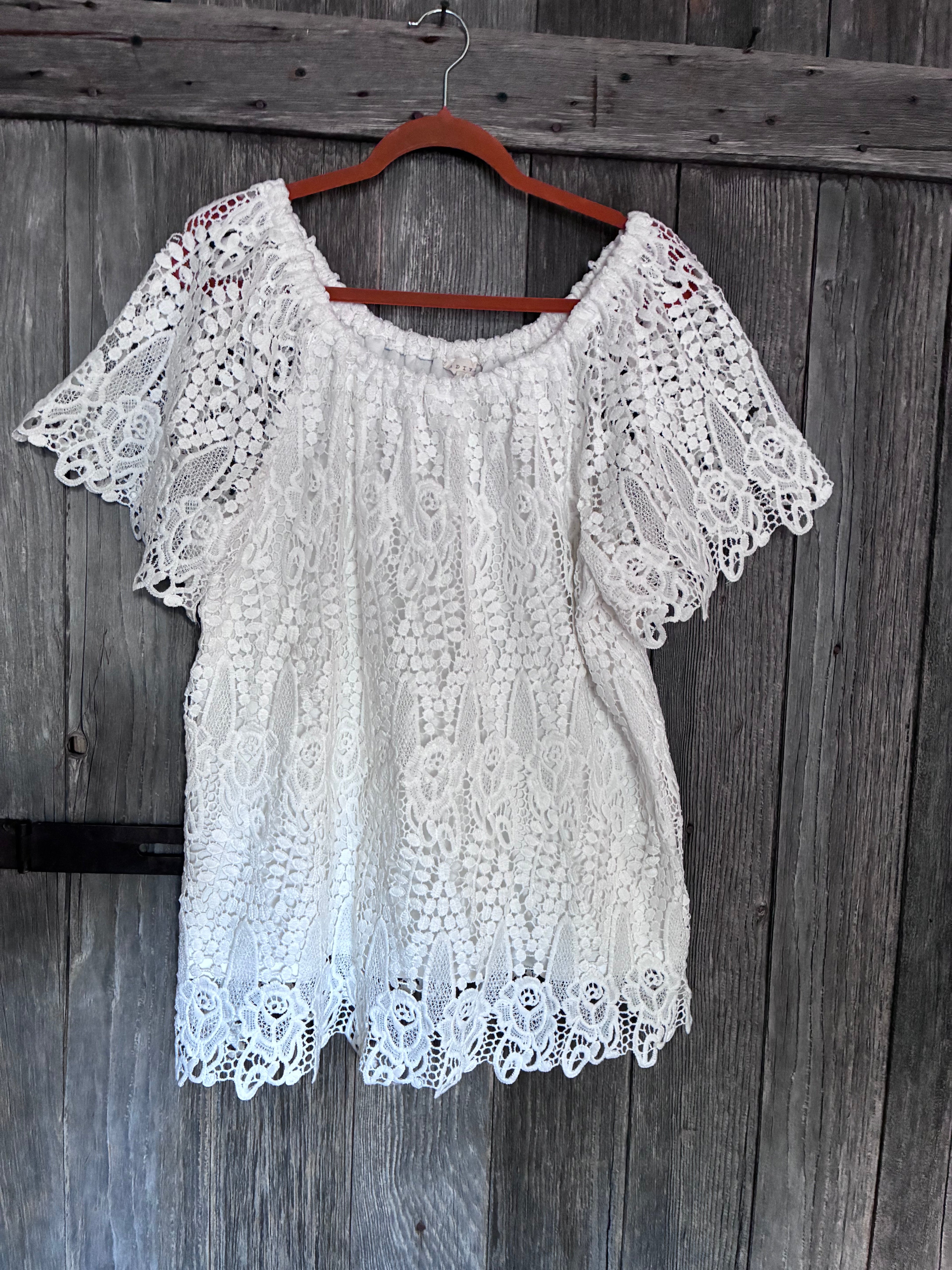 Aviva White Crochet Lace Off-Shoulder Blouse-Size 1x