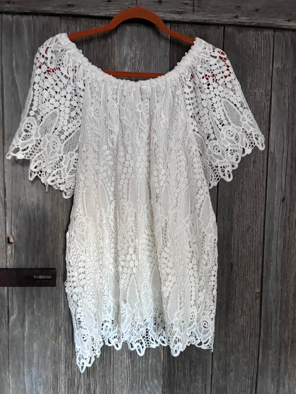 Aviva White Crochet Lace Off-Shoulder Blouse-Size 1x