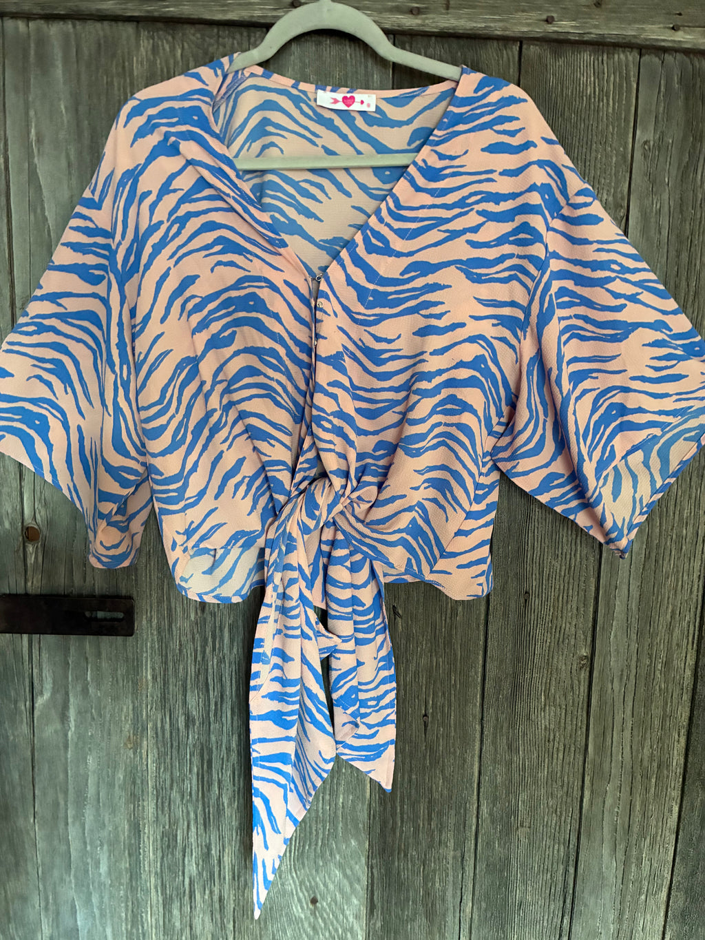 Buddy Love Zebra Print Tie-Front Blouse-Size M