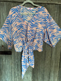 Buddy Love Zebra Print Tie-Front Blouse-Size M