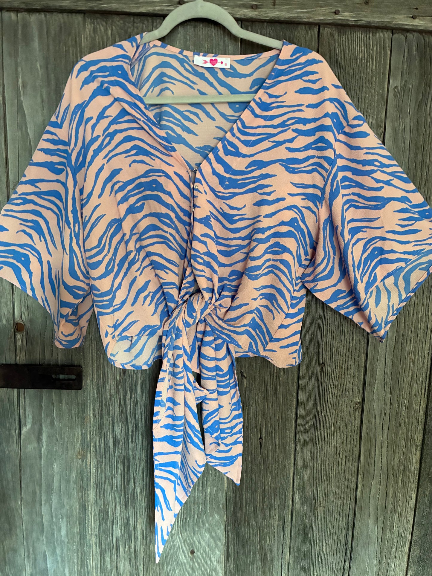 Buddy Love Zebra Print Tie-Front Blouse