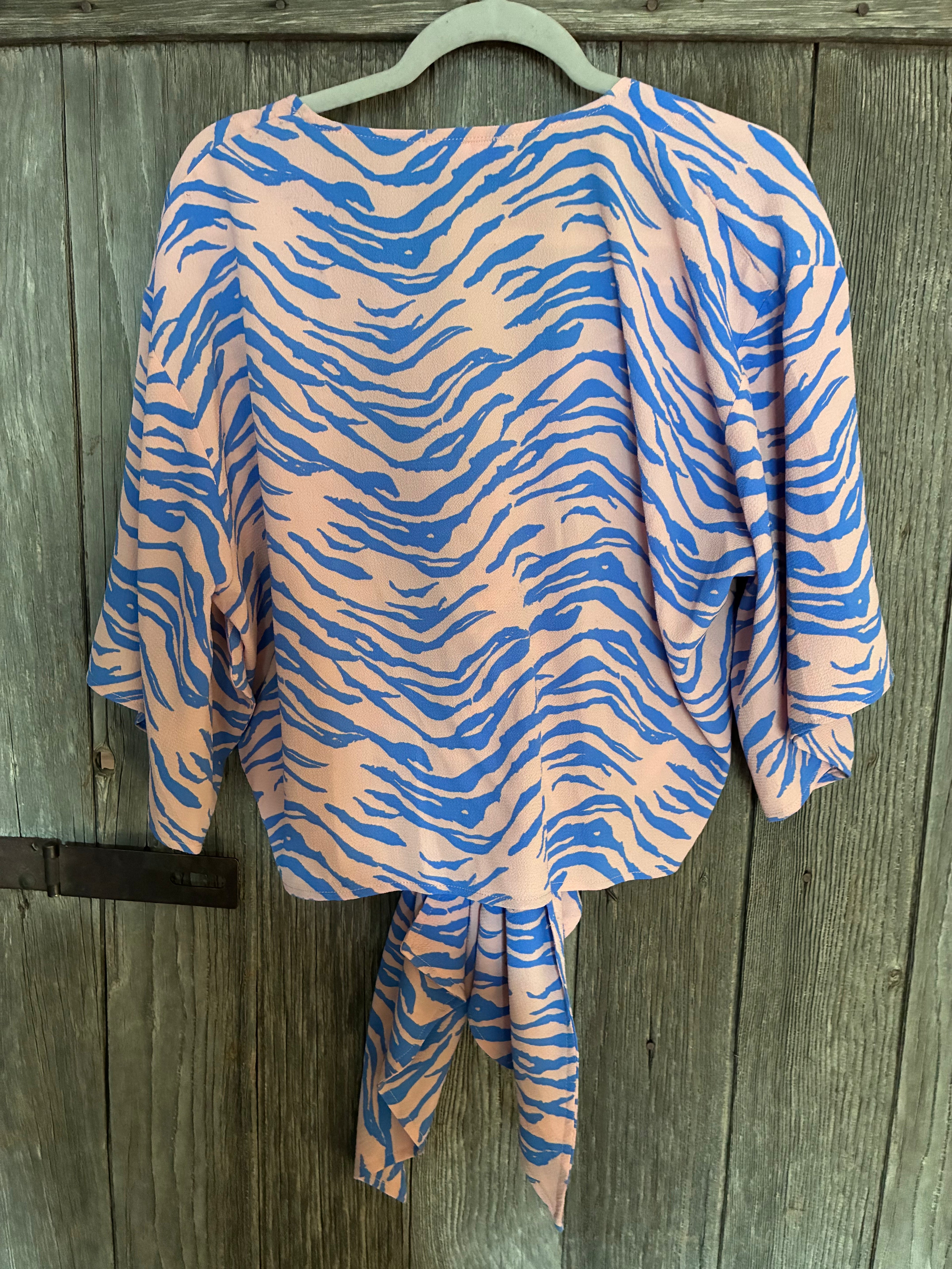 Buddy Love Zebra Print Tie-Front Blouse-Size M