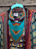 Turquoise Beaded Fringe Statement Necklace