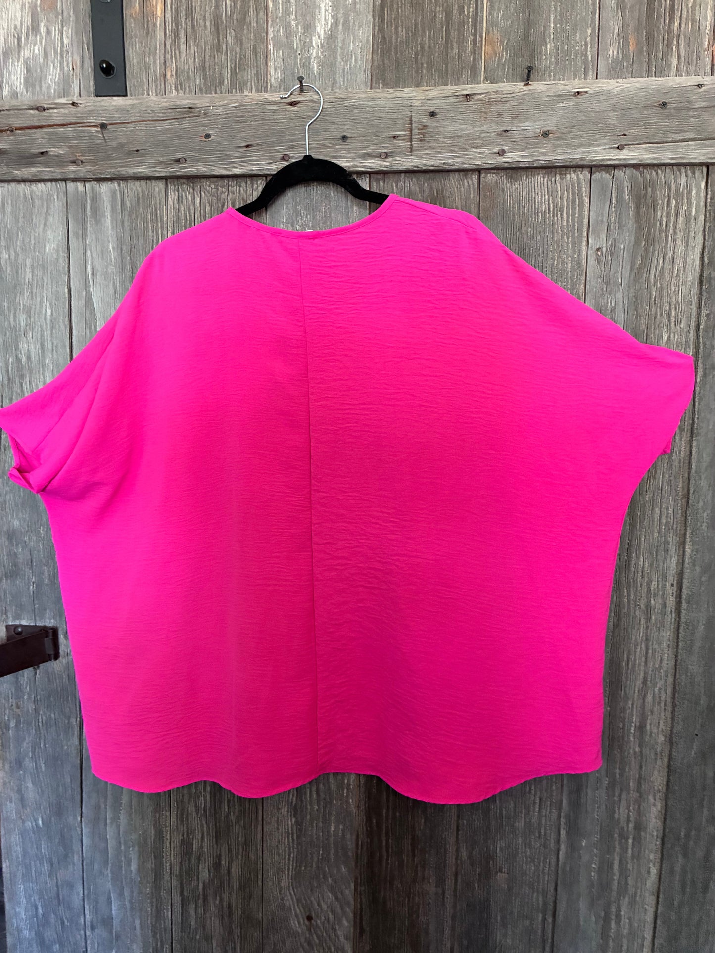 Hot Pink Rolling Ranch Boxy V-Neck Top