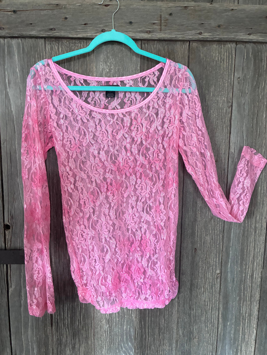 Rock 47 Pink Lace Long Sleeve Top – Size L