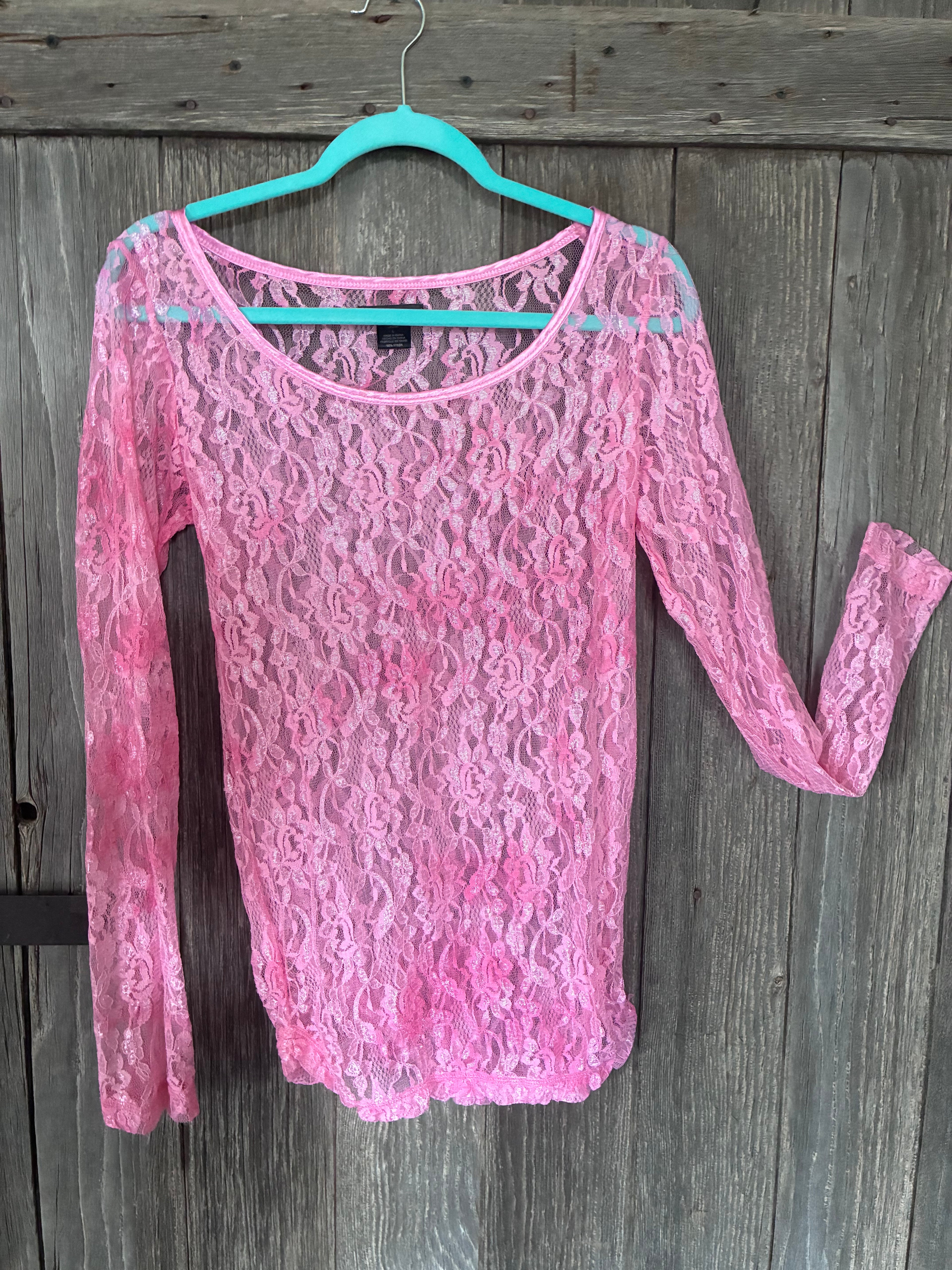 Rock 47 Pink Lace Long Sleeve Top – Size L