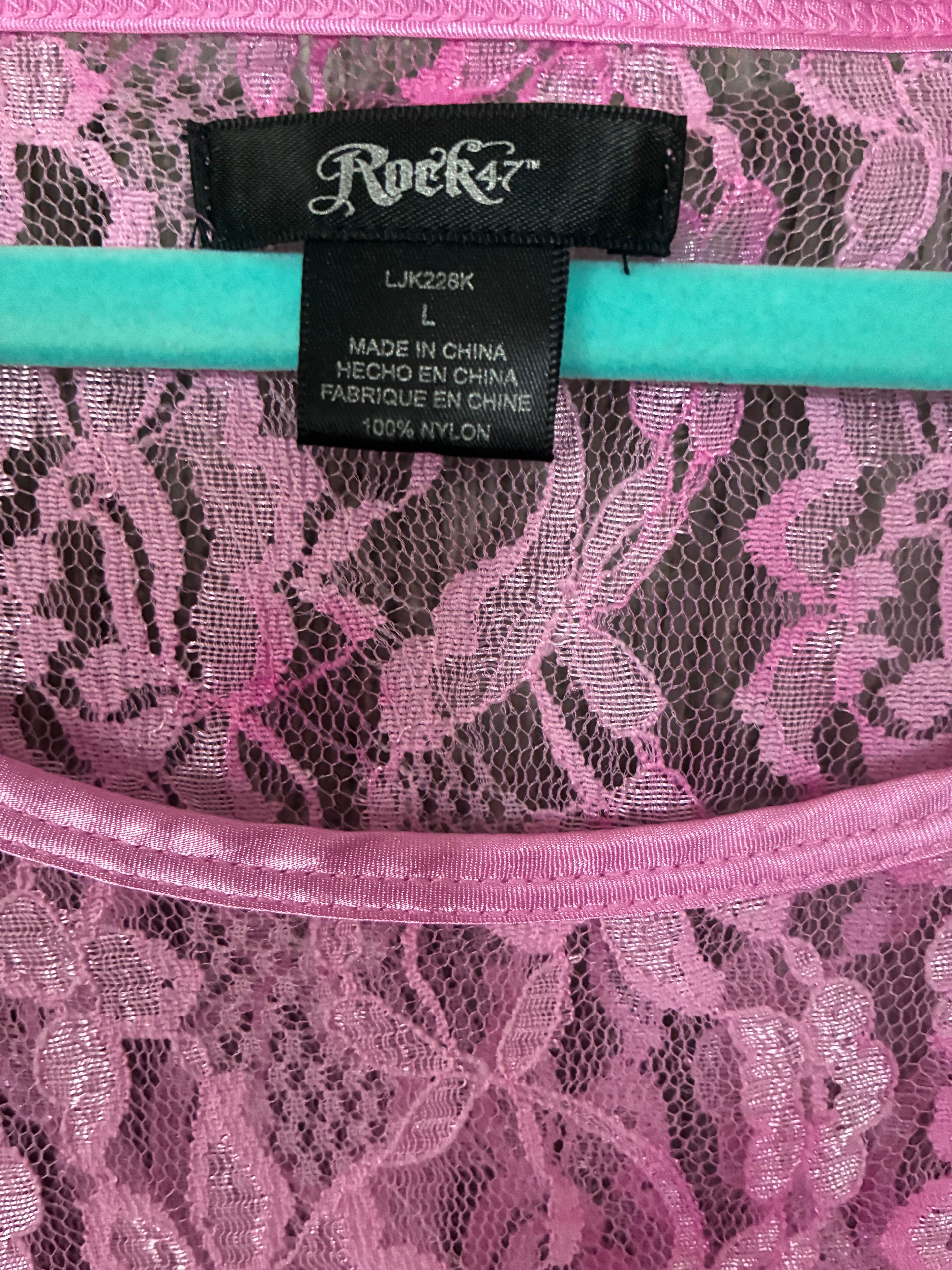 Rock 47 Pink Lace Long Sleeve Top – Size L