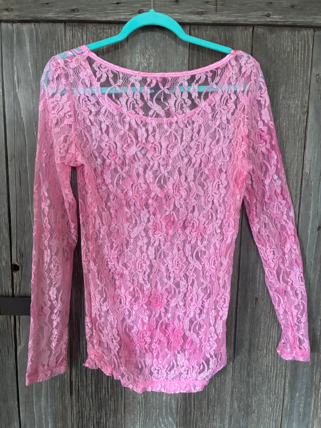 Rock 47 Pink Lace Long Sleeve Top – Size L