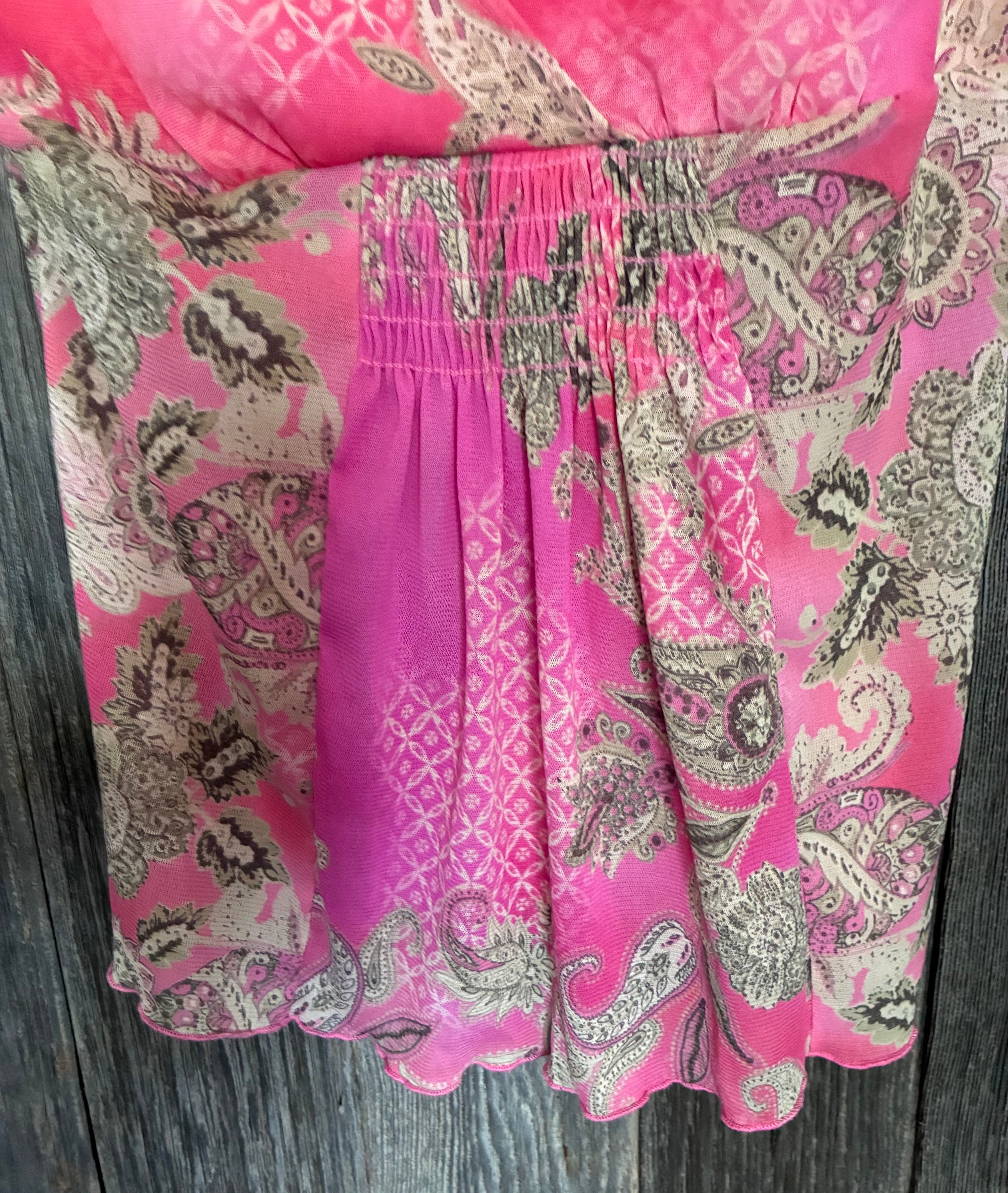 Fresh Wear Pink Paisley Smocked Waist Tank Top – Size Medium