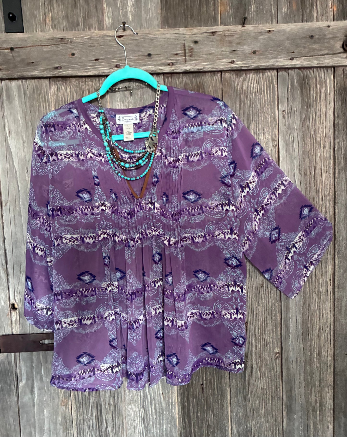 Shyanne Purple Aztec Paisley Top